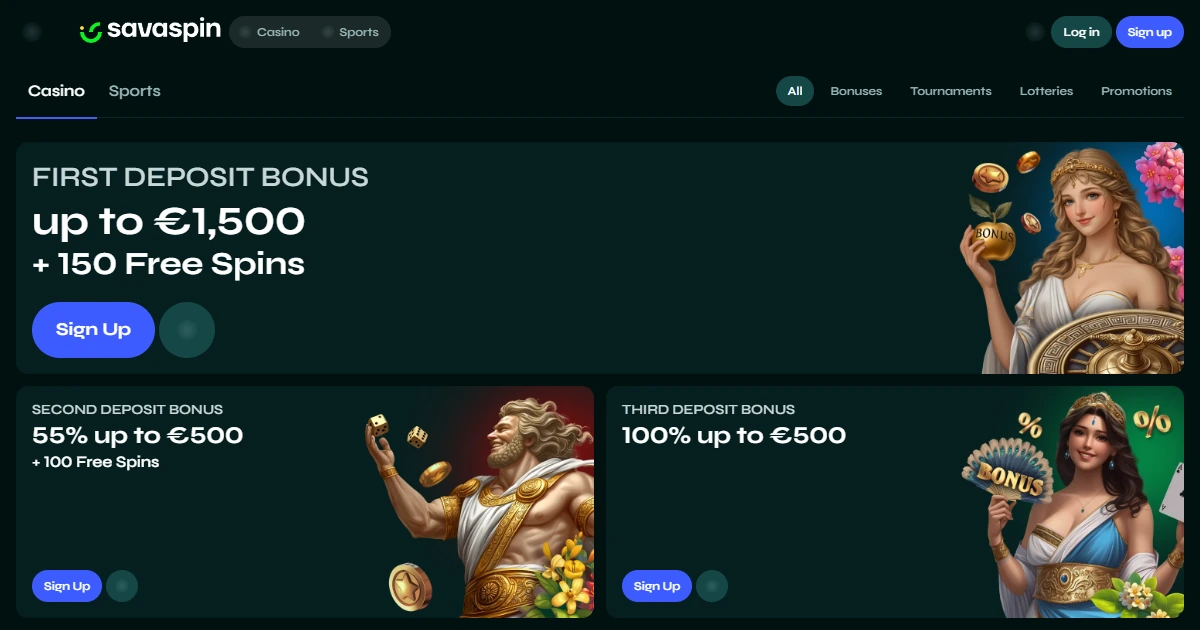 Savaspin's current casino promotions page
