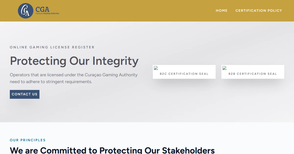 Curaçao Gaming Authority certificate of operation for savaspin.com